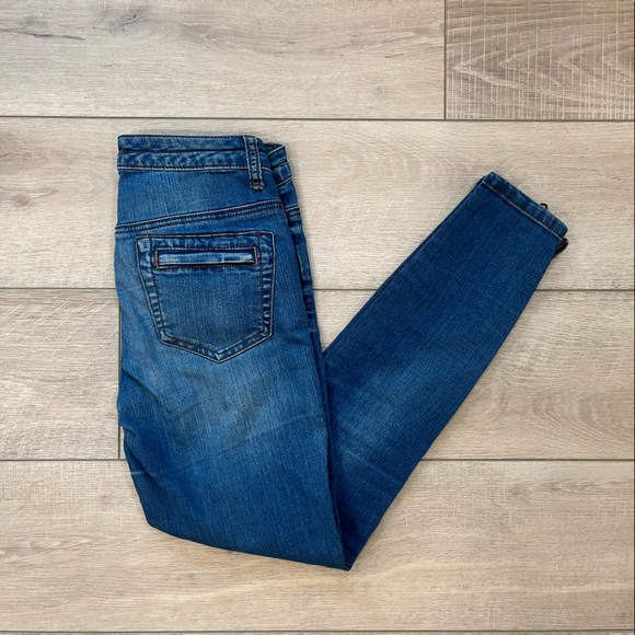 Free People Denim - FREE PEOPLE button fly ankle zipper skinny jeans size 25